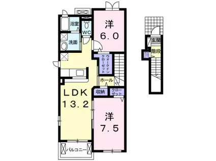 ジョリーパ-トナ-(2LDK/2階)の間取り写真