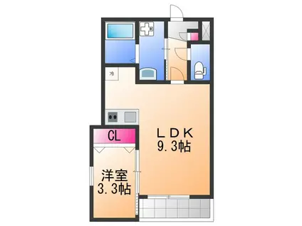 ジーメゾン岸和田ノース(1LDK/3階)の間取り写真