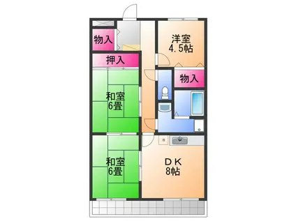 ロイヤルスクエアあむ1(3DK/4階)の間取り写真