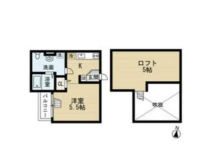 CLOUD鳳(ワンルーム/2階)の間取り写真