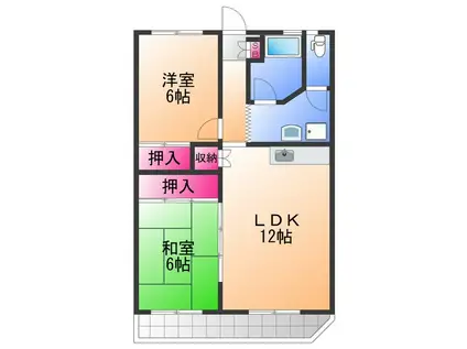 ハイツマルニシ(2LDK/5階)の間取り写真