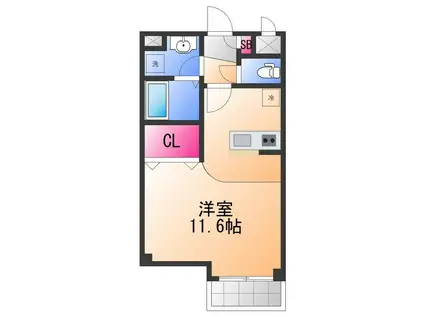 PRIMO鳳(ワンルーム/5階)の間取り写真