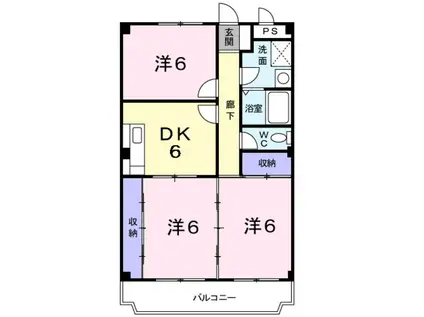 サンウェルヒルズ(3DK/2階)の間取り写真
