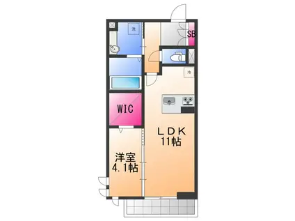 ラ ヴィータ鳳(1LDK/1階)の間取り写真