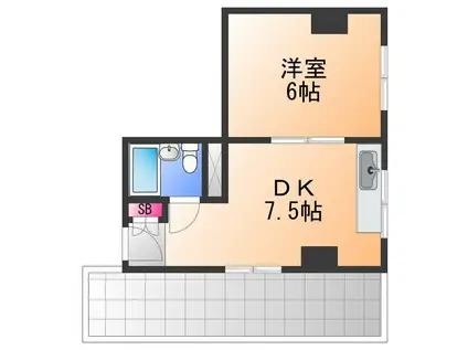 ポートライフマンション(1DK/5階)の間取り写真