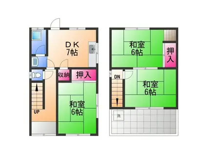 南海電鉄南海本線 春木駅 徒歩16分 2階建 築53年(3DK)の間取り写真