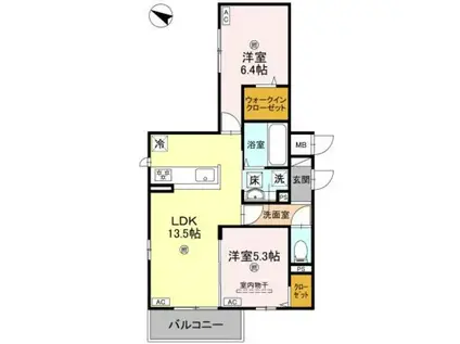 シャルム常盤(2LDK/1階)の間取り写真