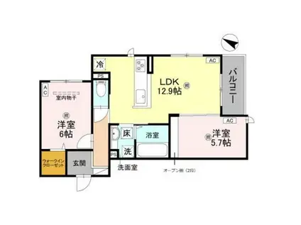 シャルム常盤(2LDK/1階)の間取り写真