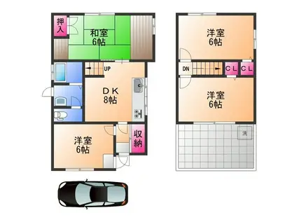 阪和線 鳳駅 徒歩11分 2階建 築56年(4DK)の間取り写真