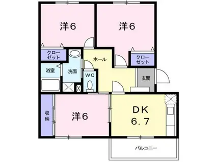 グローバルメゾン(3DK/2階)の間取り写真