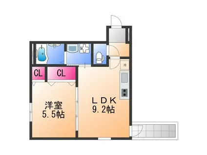 フジパレス松ノ浜(1LDK/2階)の間取り写真