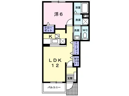 フォルシュM A棟(1LDK/1階)の間取り写真