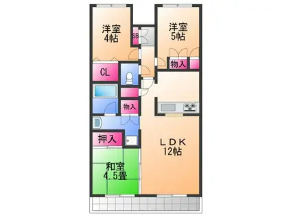 アヴニールHIKO(3LDK/2階)の間取り写真