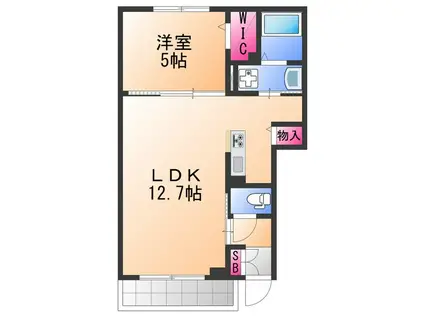オリーブ羽倉崎 A棟(1LDK/1階)の間取り写真