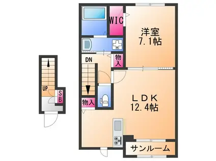 オリーブ羽倉崎 A棟(1LDK/2階)の間取り写真