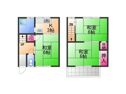 南海電鉄南海本線 諏訪ノ森駅 徒歩4分 2階建 築62年(3K)の間取り写真