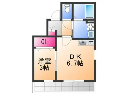 朝の春風とふんわりしっぽ(1DK/3階)の間取り写真