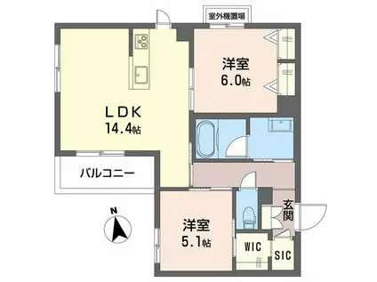 プレミアス鳳2(2LDK/2階)の間取り写真