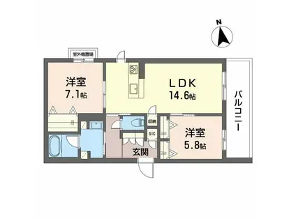 プレミアス鳳2(2LDK/2階)の間取り写真