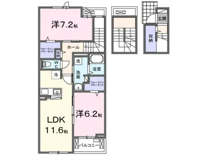 メゾン ヴォロンテ Ⅰ(2LDK/3階)の間取り写真