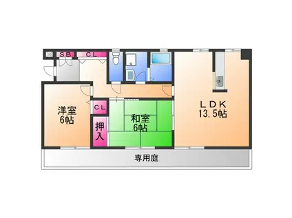 デイスターN棟(2LDK/1階)の間取り写真