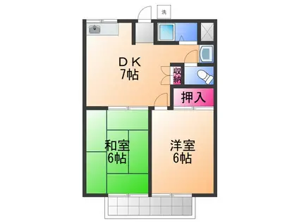 KRS旭(2DK/2階)の間取り写真