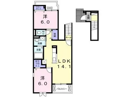 アフターヌーンベル(2LDK/2階)の間取り写真