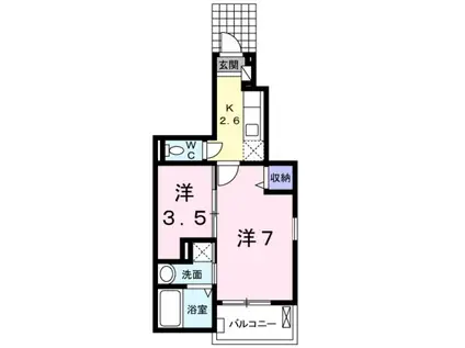 ベルクレスト(1SK/1階)の間取り写真