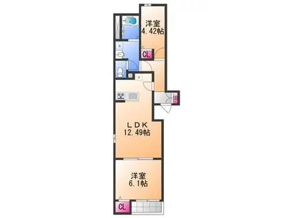 FSTYLE東港町(1SLDK/1階)の間取り写真