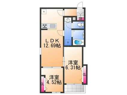 FSTYLE東港町(2LDK/3階)の間取り写真