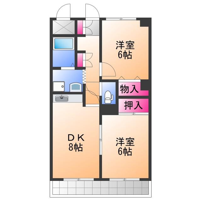エストレラ・ボアール7(2DK/2階)の間取り写真
