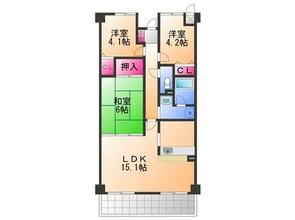 ドミールまつなみ(3LDK/5階)の間取り写真