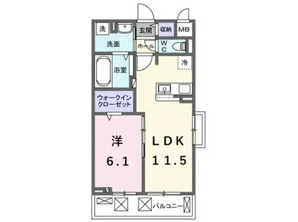 ベル ハイネス(1LDK/2階)の間取り写真