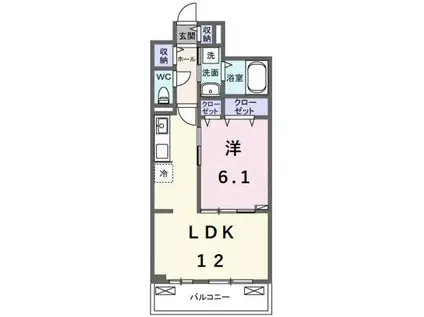 ベル ハイネス(1LDK/2階)の間取り写真