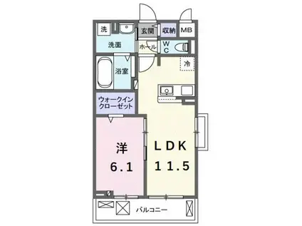 ベル ハイネス(1LDK/3階)の間取り写真
