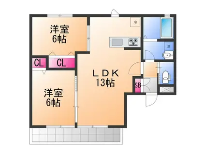 ベストハイム富秋(2LDK/1階)の間取り写真