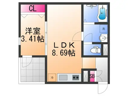 FSTYLE西取石4号館(1LDK/2階)の間取り写真