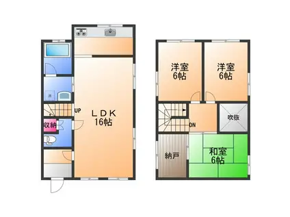 南海電鉄南海本線 和泉大宮駅 徒歩13分 2階建 築34年(3LDK)の間取り写真