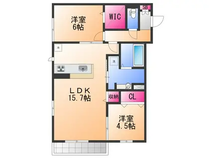 ラ・ベル・メール鳳(2LDK/3階)の間取り写真