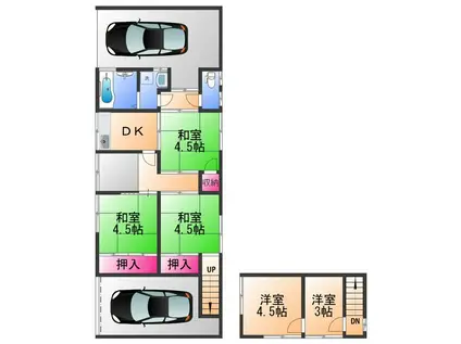 南海電鉄南海本線 北助松駅 徒歩15分 2階建 築55年(5DK)の間取り写真