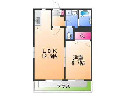 ルビナス(1LDK/1階)の間取り写真