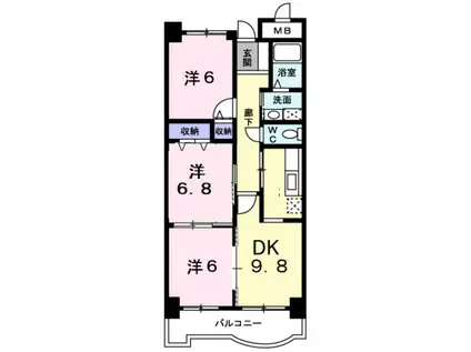 サンフローラ(3LDK/2階)の間取り写真