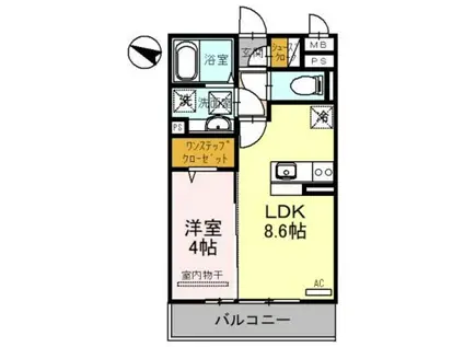 アビタシオン花房(1LDK/3階)の間取り写真