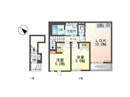 シティ綾井(2LDK/2階)の間取り写真