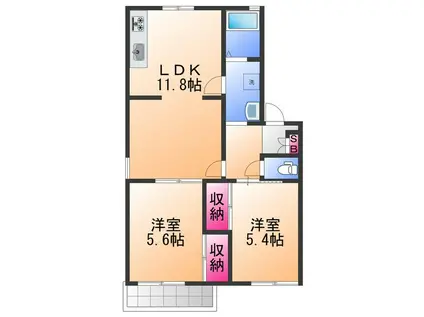 パ-クサイド木下(3LDK/2階)の間取り写真