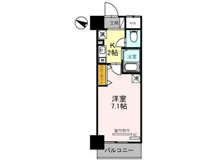 ユニスペースコープイサム(1K/7階)の間取り写真