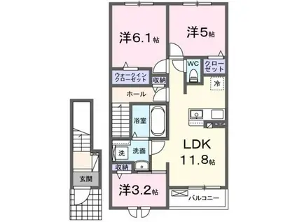 モンターニュ(3LDK/2階)の間取り写真