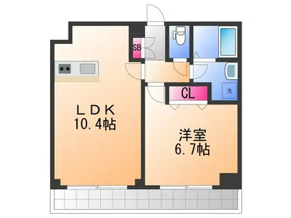 プランドール大手(1LDK/1階)の間取り写真