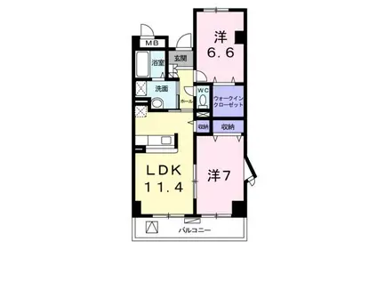 ベルアビタシオン(2LDK/5階)の間取り写真
