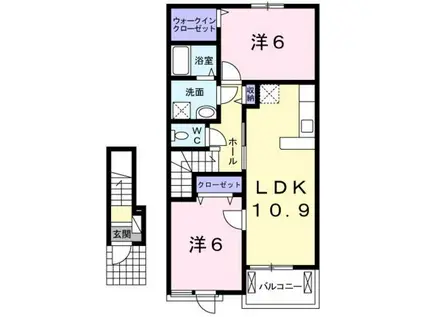フィデール ハル(2LDK/2階)の間取り写真